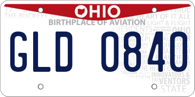 OH license plate GLD0840