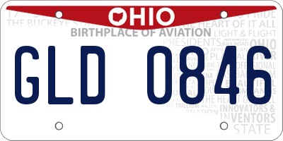 OH license plate GLD0846