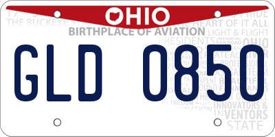 OH license plate GLD0850