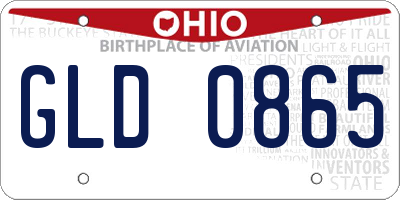 OH license plate GLD0865