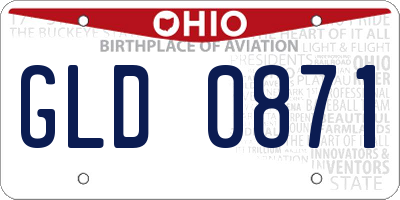 OH license plate GLD0871