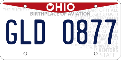 OH license plate GLD0877