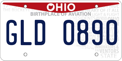 OH license plate GLD0890