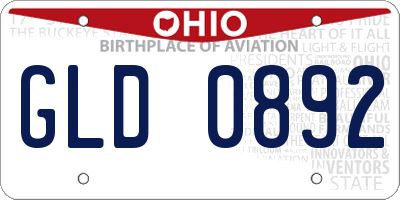 OH license plate GLD0892