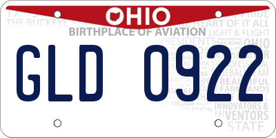OH license plate GLD0922