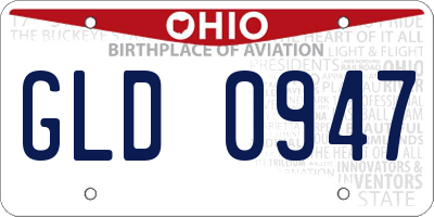 OH license plate GLD0947
