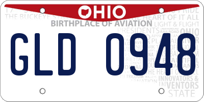 OH license plate GLD0948