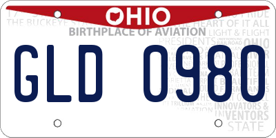 OH license plate GLD0980