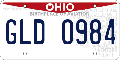 OH license plate GLD0984