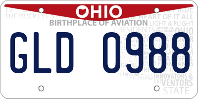 OH license plate GLD0988
