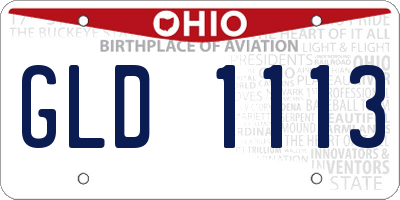 OH license plate GLD1113