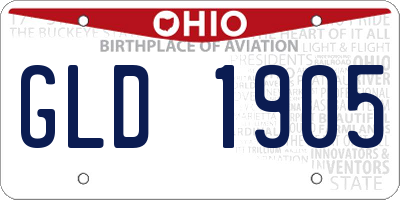 OH license plate GLD1905
