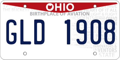 OH license plate GLD1908