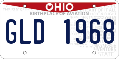 OH license plate GLD1968