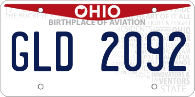 OH license plate GLD2092