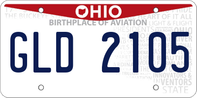 OH license plate GLD2105