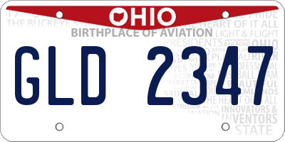 OH license plate GLD2347