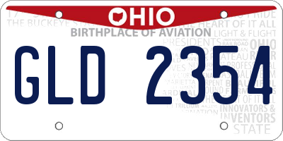 OH license plate GLD2354