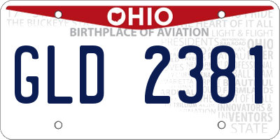 OH license plate GLD2381