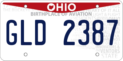 OH license plate GLD2387
