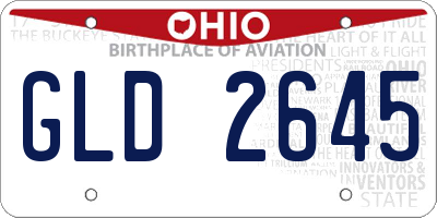 OH license plate GLD2645