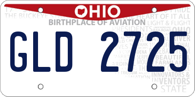 OH license plate GLD2725