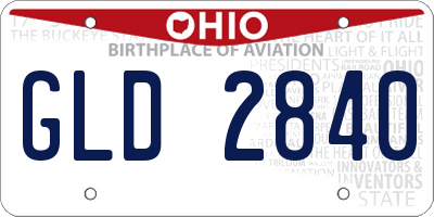 OH license plate GLD2840