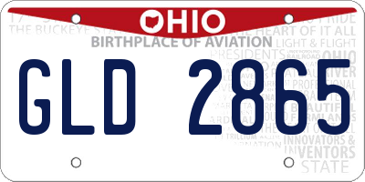 OH license plate GLD2865