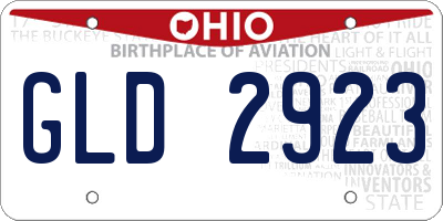 OH license plate GLD2923