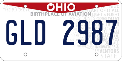 OH license plate GLD2987