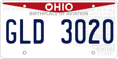 OH license plate GLD3020