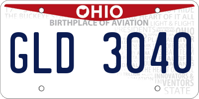 OH license plate GLD3040
