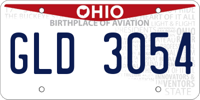 OH license plate GLD3054