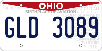 OH license plate GLD3089