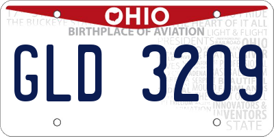 OH license plate GLD3209