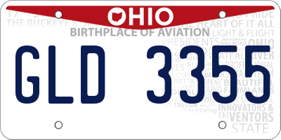 OH license plate GLD3355