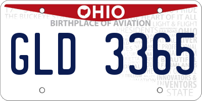OH license plate GLD3365