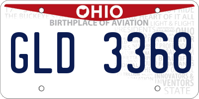 OH license plate GLD3368