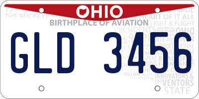 OH license plate GLD3456