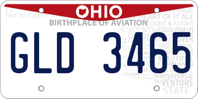 OH license plate GLD3465