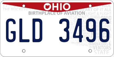 OH license plate GLD3496