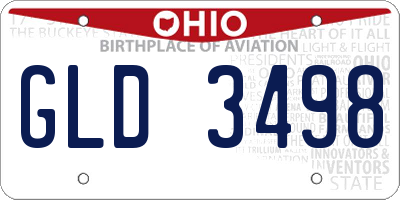 OH license plate GLD3498