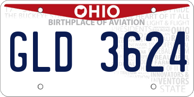 OH license plate GLD3624