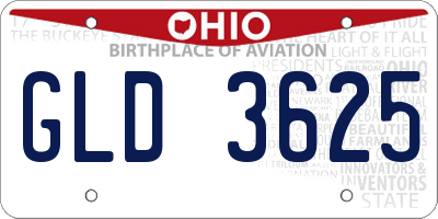 OH license plate GLD3625