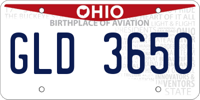 OH license plate GLD3650