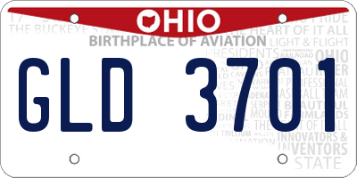 OH license plate GLD3701