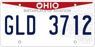 OH license plate GLD3712