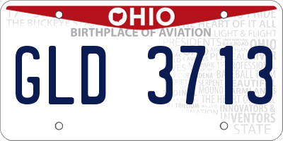 OH license plate GLD3713