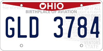 OH license plate GLD3784