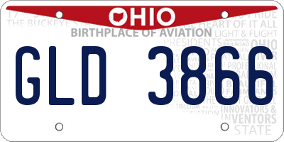 OH license plate GLD3866